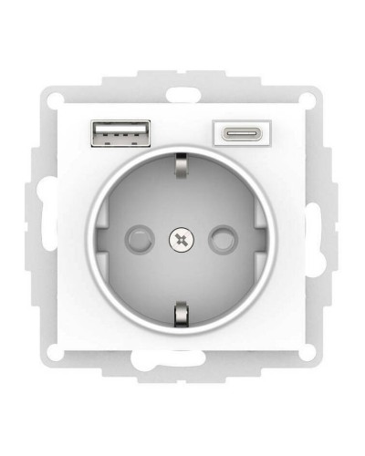 AtlasDesign розетка 1-местная с 2 USB A+C, скрытой установки, механизм, белый (ATN000132). Розетка с USB. Systeme Electric в Новошахтинске