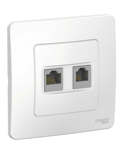 BLANCA розетка RJ45+RJ11 2-местная, кат. 5Е, скрытой установки, белый (BLNIS045111). Розетка компьютерная + телефонная. Systeme Electric в Новошахтинске