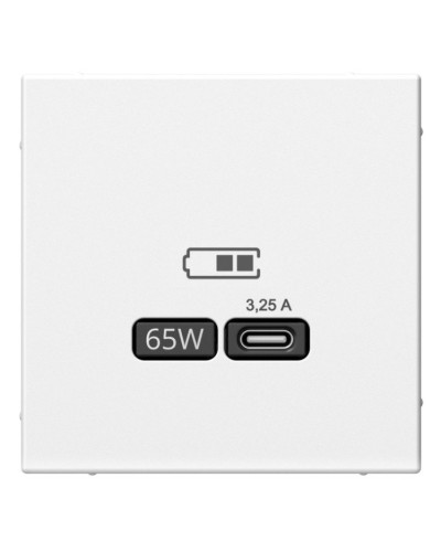 ArtGallery розетка USB тип-С 65Вт высокоскоростной заряд. QC, PD, скрытой установки, механизм, белый (GAL000127). Розетка USB. Systeme Electric в Новошахтинске