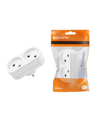 Блок на 2 гнезда 2П б/з плоский 6А 250B TDM (SQ1806-0025). Розетка. TDM ЕLECTRIC в Новошахтинске