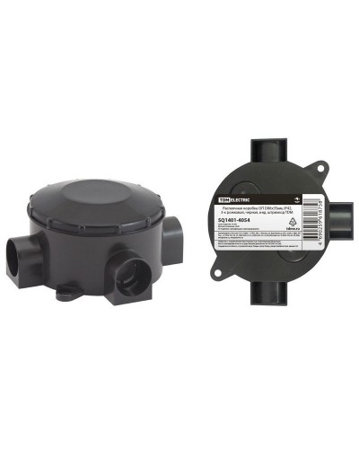 Распаячная коробка ОП D80х35мм, IP42, 3-х рожковая, черная TDM (SQ1401-4054). Распаячная коробка ОП. TDM ЕLECTRIC в Новошахтинске
