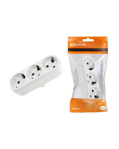 Блок на 3 гнезда 2П+З плоский 16А 250B TDM (SQ1806-0033). Розетка. TDM ЕLECTRIC в Новошахтинске