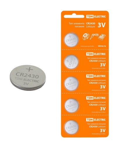 CR2430 Lithium 3V BP-5 TDM (SQ1702-0030). Элемент питания. TDM ЕLECTRIC в Новошахтинске