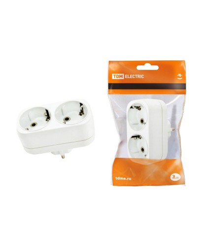 Блок на 2 гнезда 2П+З плоский 16А 250B TDM (SQ1806-0026). Розетка. TDM ЕLECTRIC в Новошахтинске