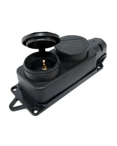Розетка двухместная 2Р+РЕ 16А 250В IP44 (SQ0612-0010). Розетка двухместная с заглушками каучук. TDM ЕLECTRIC в Новошахтинске