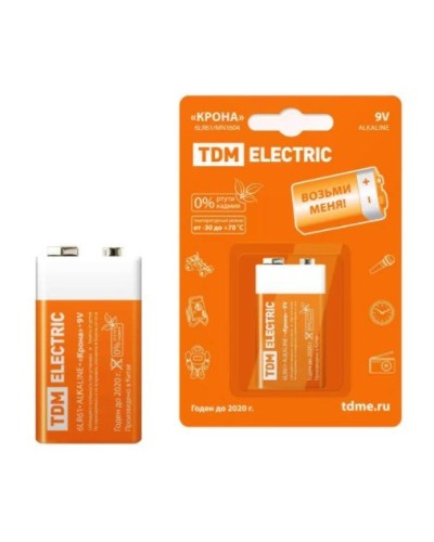 6LR61 Крона 9V BP-1 TDM (SQ1702-0013). Элемент питания. TDM ЕLECTRIC в Новошахтинске