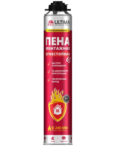 Пена огнестойкая ULTIMA PRO 65, 850 мл. Пена монтажная профессиональная. ULTIMA в Новошахтинске
