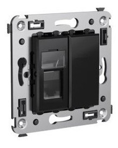 Розетка RJ-45 в стену Avanti одинарная черный квадрат (4402463). Розетка компьютерная. ДКС в Новошахтинске