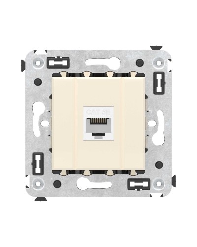 Розетка RJ-45 в стену, кат.5E, Avanti, одинарная, ванильная дымка (4405663). Розетка компьютерная. ДКС в Новошахтинске