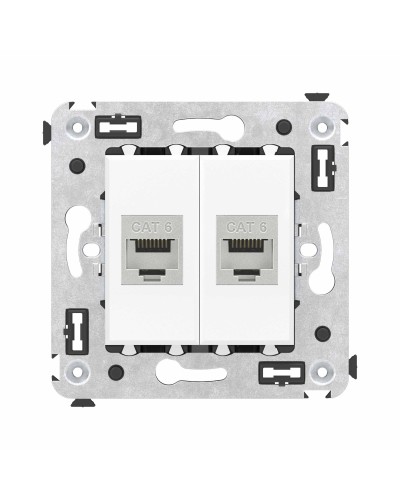 Розетка RJ-45 в стену, кат.6E, Avanti, двойная, белое облако (4400794). Розетка компьютерная модульная. ДКС в Новошахтинске