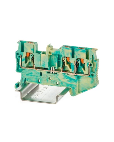 Клемма заземления, 3 точки подключения, 2.5 кв.мм (VPR-2.5-TWIN-PE-YG). Клемма заземления, зажим push-in. ДКС в Новошахтинске