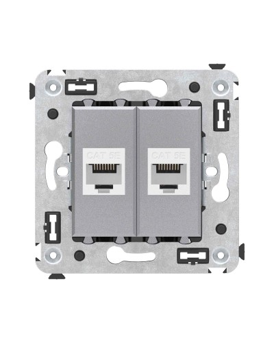 Розетка RJ-45 в стену, кат.5E, Avanti, двойная, закаленная сталь (4404664). Розетка компьютерная. ДКС в Новошахтинске
