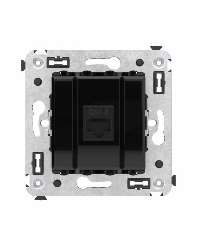 Розетка RJ-45 в стену, кат.6E, Avanti, одинарная, черный квадрат (4402693). Розетка компьютерная. ДКС в Новошахтинске