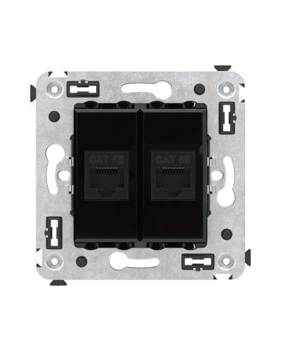 Розетка RJ-45 в стену, кат.5E, Avanti, двойная, черный квадрат (4402664). Розетка компьютерная. ДКС в Новошахтинске