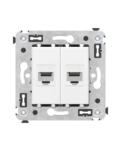 Розетка RJ-45 в стену, кат.5E, Avanti, двойная, белое облако (4400664). Розетка компьютерная. ДКС в Новошахтинске
