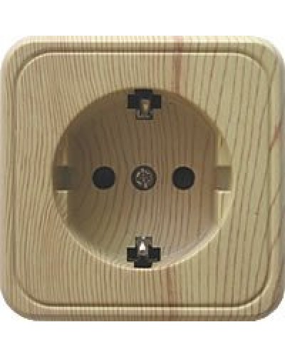 Розетка одинарная открытой установки с з/к, сосна, LK Standard (813225). Розетка с заземляющими контактами и защитными шторками. Экопласт в Новошахтинске