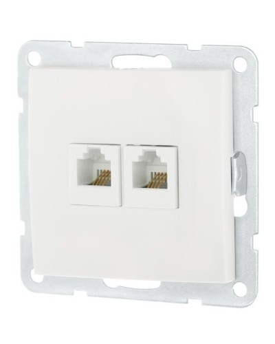 Розетка телефонная двойная 2xRJ-12 с накладкой, белый LK60 (865604-1). Розетка телефонная. Экопласт в Новошахтинске