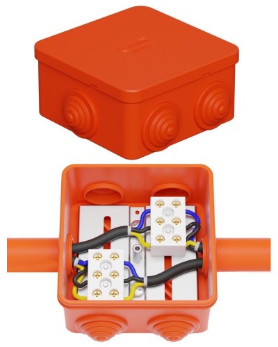 Коробка JBS080 85х85х50, 6 вых., 4P (0,15-10,0 мм²) (43311HF). Коробка монтажная, огнестойкая, без галогена. Экопласт в Новошахтинске
