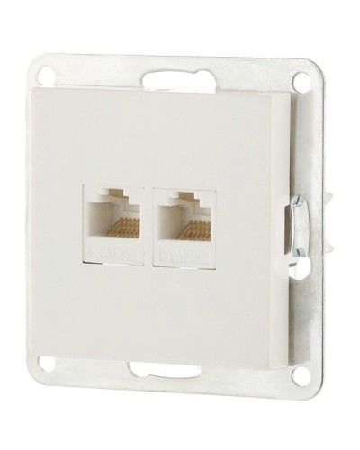 Розетка 2xRJ-45 кат.5е с накладкой, белый LK80 (846204-1). Розетка компьютерная двойная. Экопласт в Новошахтинске