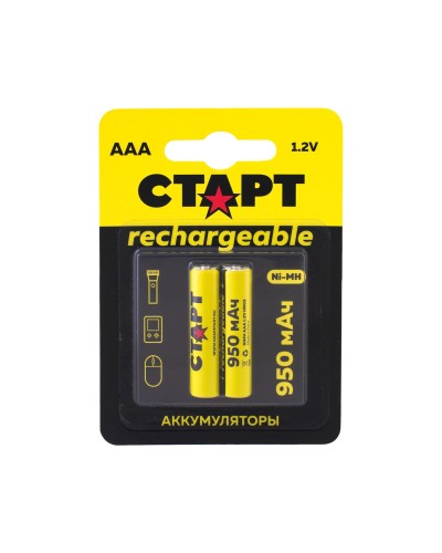 СТАРТ HR03 (AAA, 950mah), упак. 2 шт. БЛИСТЕР. Перезаряжаемые аккумуляторы. СТАРТ в Новошахтинске