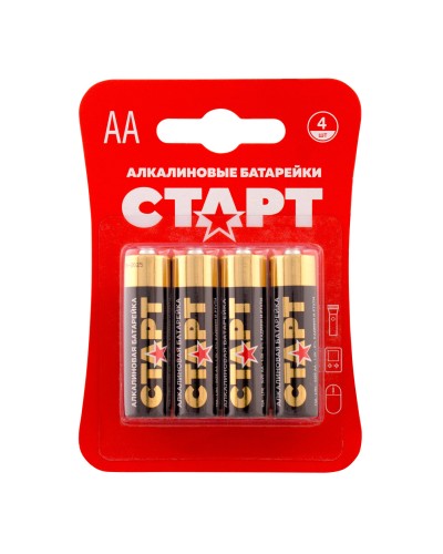 СТАРТ LR6-BL4 (1,5 В, AA, LR6), упак. 4 шт. БЛИСТЕР. Алкалиновые батарейки. СТАРТ в Новошахтинске